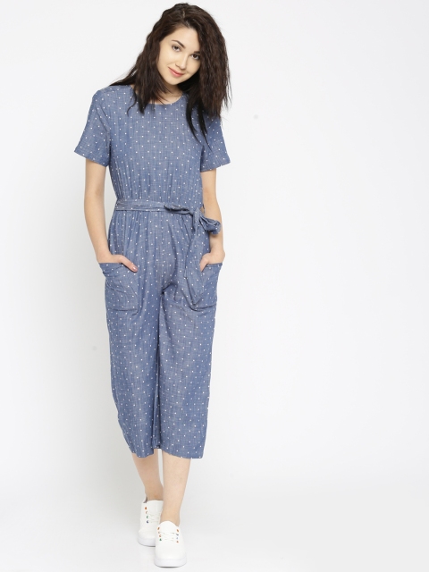 

Vero Moda Blue Chambray Polka Dot Print Jumpsuit