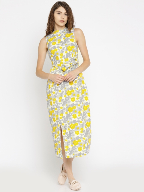 

Vero Moda Women Yellow & Grey Printed Maxi Dress