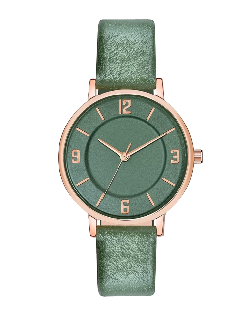 

SWADESI STUFF Women Green Dial & Green Leather Straps Analogue Watch MT GREEN