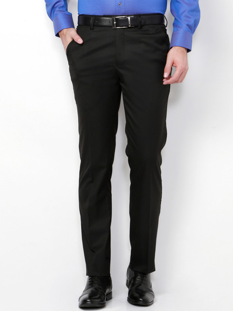 

V Dot by Van Heusen Men Black Solid Slim Fit Formal Trousers