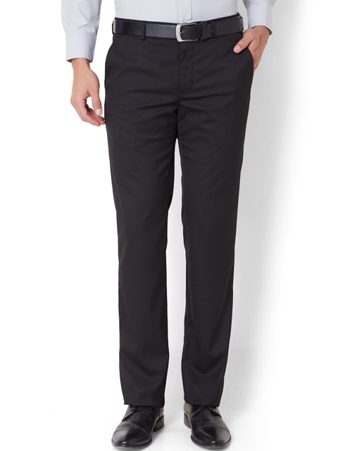 

V Dot by Van Heusen Men Black Solid Slim Fit Formal Trousers