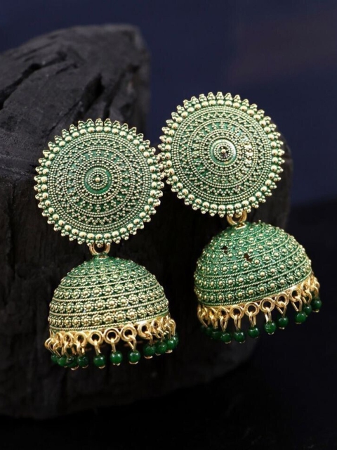 

Sarvda Green Dome Shaped Jhumkas Earrings