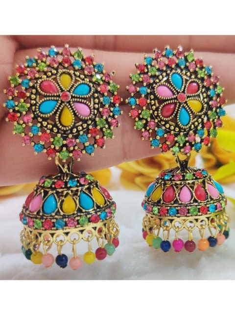 

Sarvda Multicoloured Dome Shaped Jhumkas Earrings, Multi