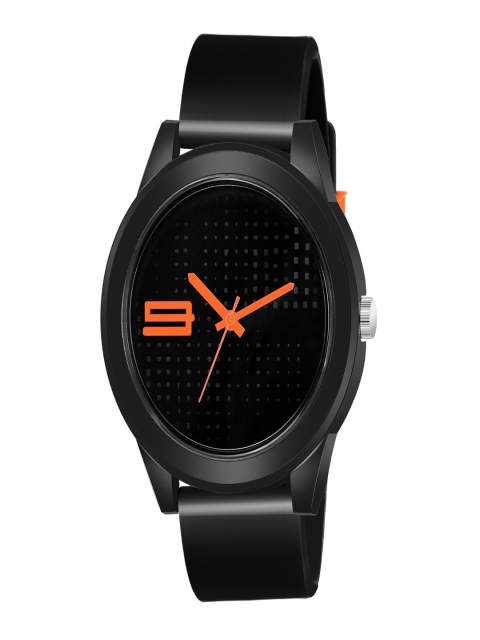 

WATCHSTAR Men Black Embellished Dial & Black Leather Straps Analogue Watch MT-full-black-orange