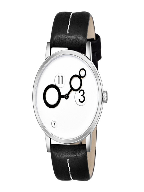 

WATCHSTAR Men White Printed Dial & Black Leather Straps Analogue Watch MT-chain