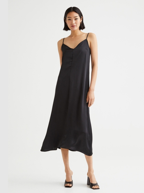 

H&M Women Black Satin Slip Dress