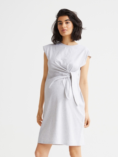 

H&M Women Grey MAMA Tie-Detail Jersey Dress