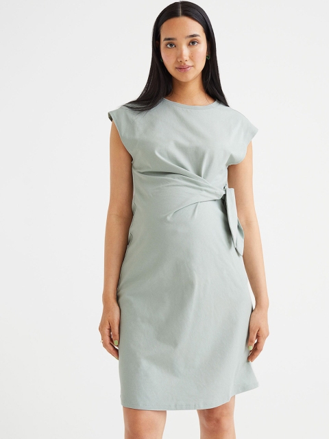

H&M MAMA Mint Green Tie-Detail Jersey Dress