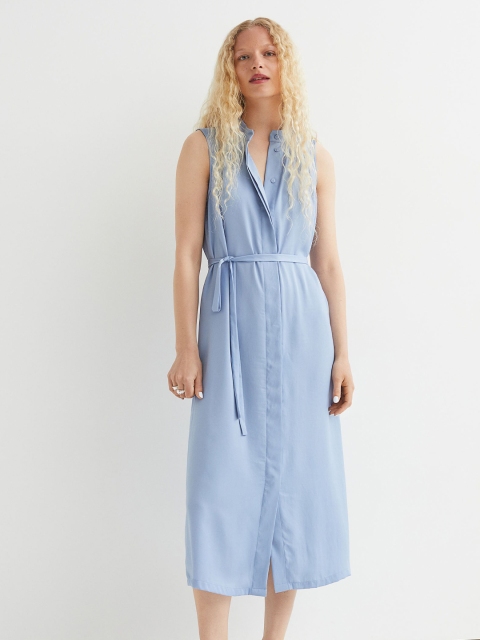 

H&M Women Blue Button-Front Dress