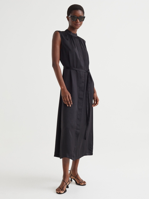 

H&M Women Black Solid Button-Front Dress