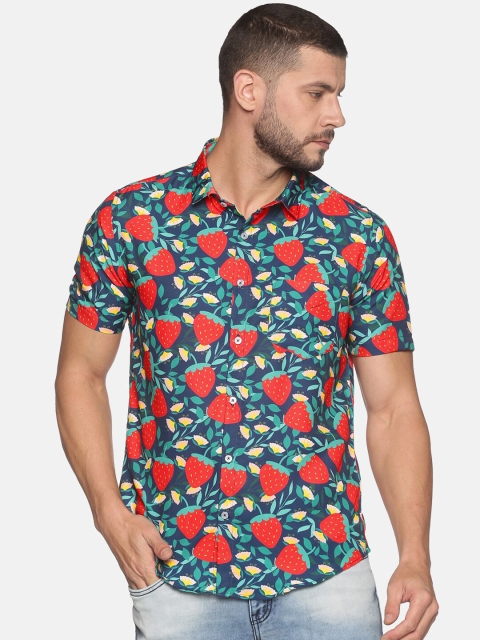

Tusok Men Blue Printed Casual Shirt