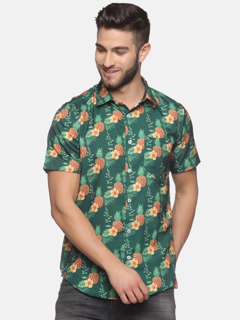 

Tusok Men Green Smart Floral Printed Casual Shirt