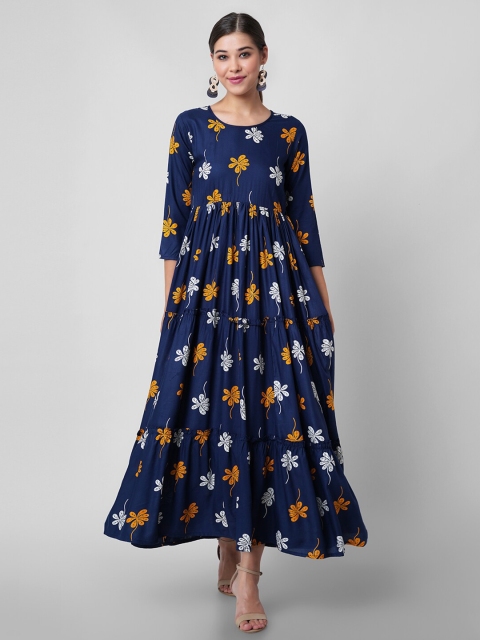 

PURSHOTTAM WALA Blue Floral Maxi Dress