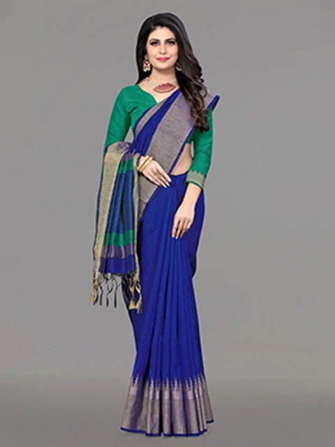 

VISHNU WEAVES Black & Green Zari Bhagalpuri Saree