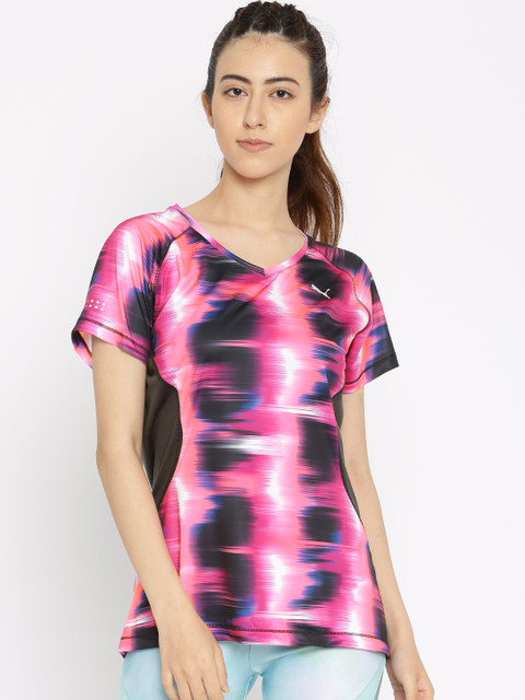 

Puma Women Purple & Black Graphic Print S/S DryCELL T-shirt