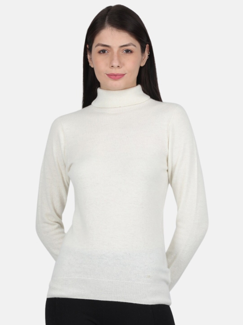 

Monte Carlo Women White Turtle Neck Wool Pullover