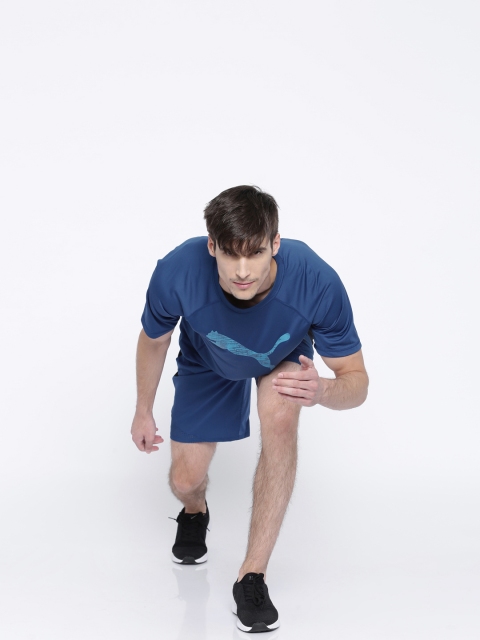 

Puma Men Blue Vent Cat Printed Round Neck T-shirt