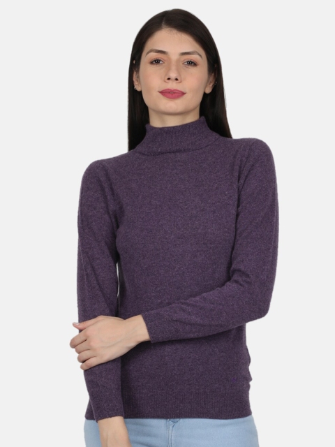 

Monte Carlo Women's Angoora Purple Solid High Neck Sceavy Top