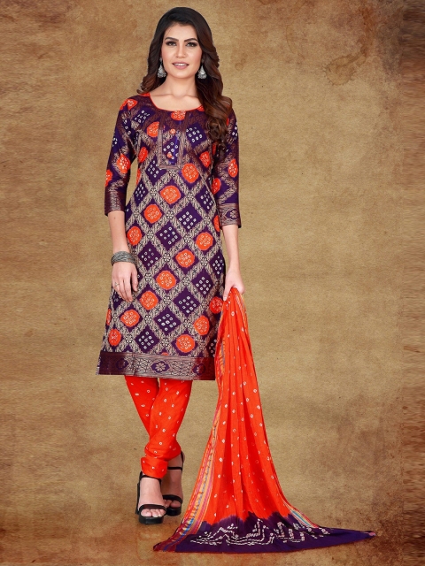 

Divine International Trading Co Blue & Red Dyed Pure Cotton Unstitched Dress Material