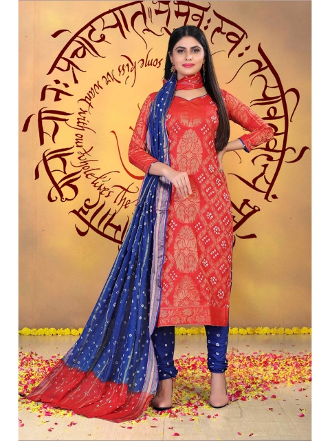 

Divine International Trading Co Red & Blue Dyed Pure Cotton Unstitched Dress Material