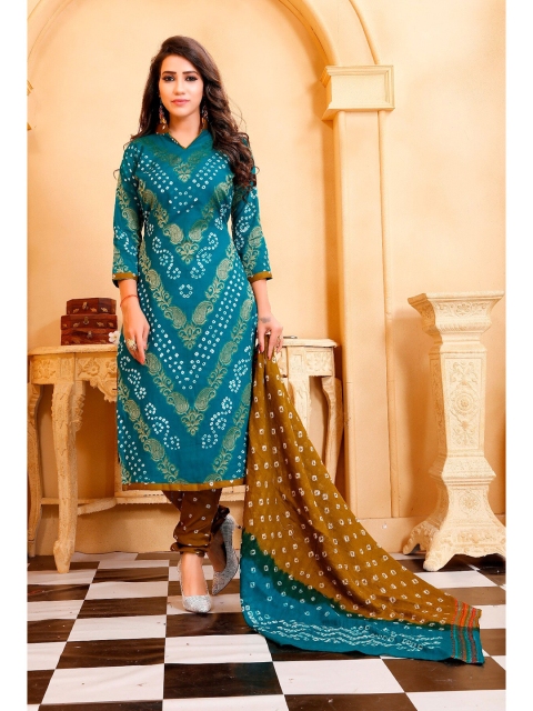 

Divine International Trading Co Turquoise Blue & White Dyed Pure Cotton Unstitched Dress Material