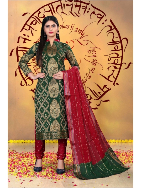 

Divine International Trading Co Green & Red Dyed Pure Cotton Unstitched Dress Material