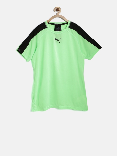 

Puma Boys Green ACTIVE CELL Solid Round Neck T-shirt