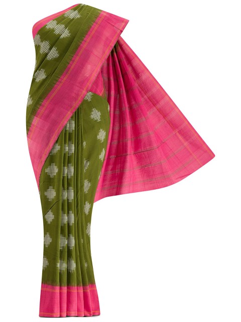 

Nalli Next Green & Magenta Pure Cotton Pochampally Saree