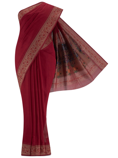 

Nalli Next Maroon & Gold-Toned Woven Design Pure Cotton Saree