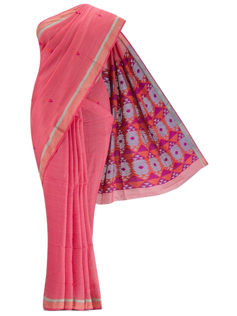 

Nalli Next Pink & Blue Woven Design Zari Pure Cotton Saree