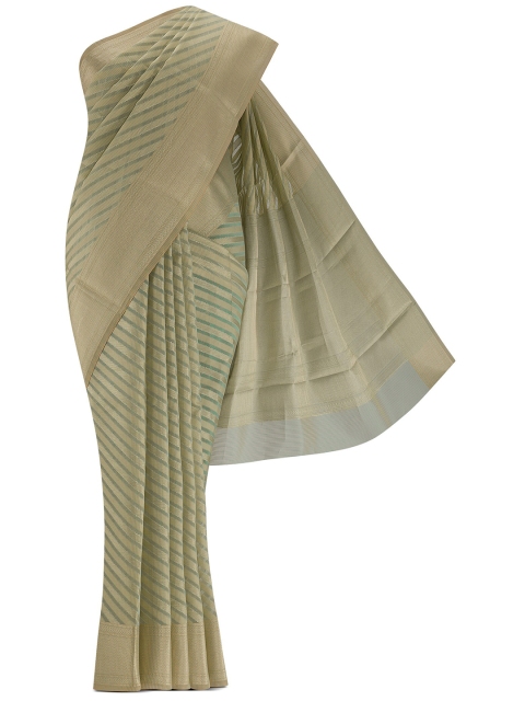 

Nalli Next Green & Silver-Toned Embellished Zari Pure Cotton Saree