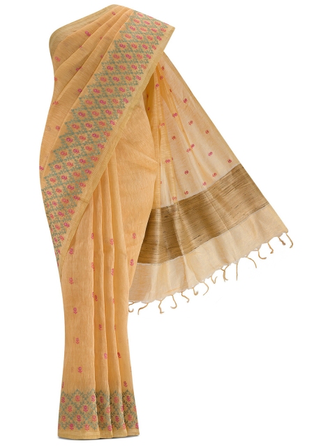 

Nalli Next Orange Woven Design Linen Blend Saree