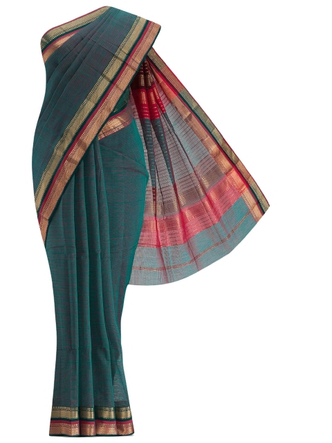 

Nalli Next Green & Red Striped Silk Cotton Saree