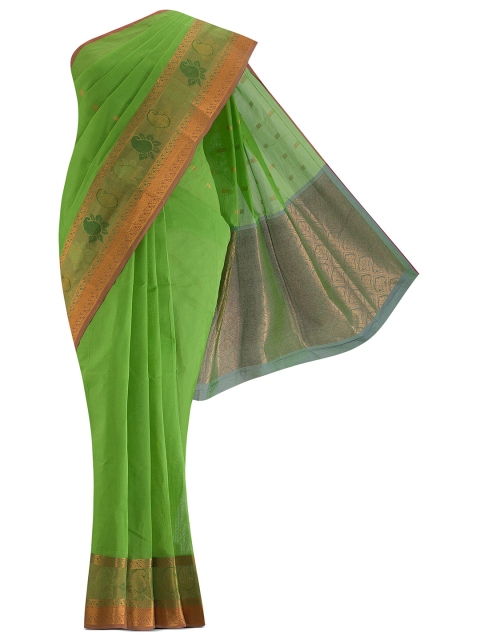 

Nalli Next Green & Copper-Toned Woven Design Pure Cotton Saree