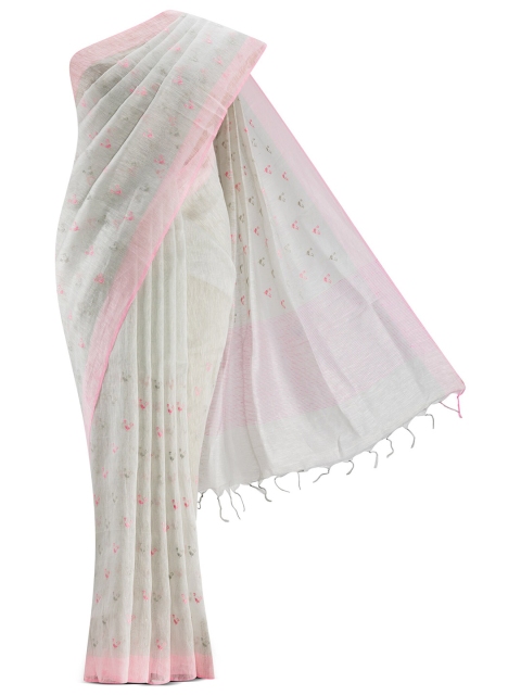 

Nalli Next Grey & Green Embellished Linen Blend Saree
