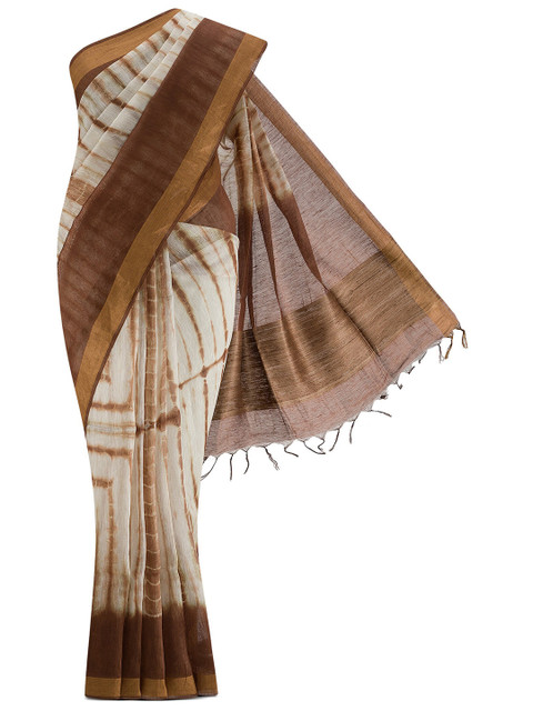 

Nalli Next Cream & Brown Tie and Dye Pure Cotton Saree