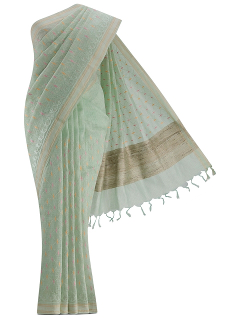 

Nalli Next Green & Pink Embellished Linen Blend Saree