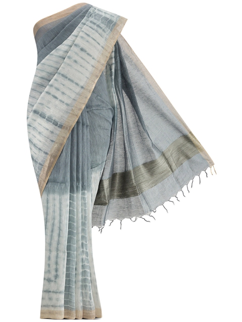 

Nalli Next Grey & Gold-Toned Tie and Dye Pure Cotton Saree
