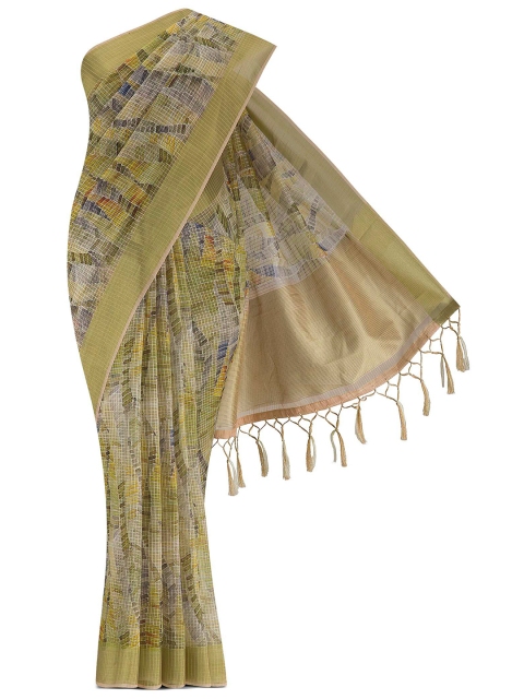 

Nalli Next Green & Grey Floral Organza Saree