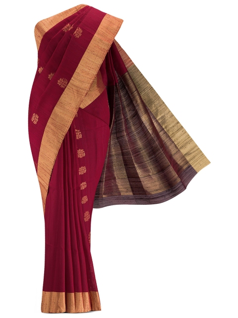 

Nalli Next Green & Pink Striped Pure Cotton Saree, Maroon