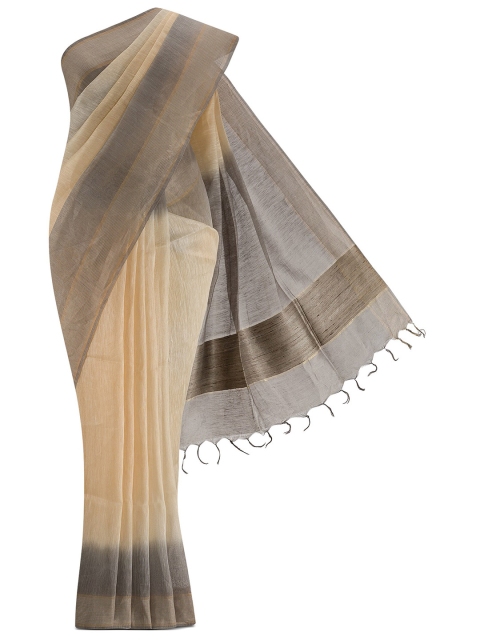 

Nalli Next Tan & Gold-Toned Zari Pure Cotton Saree