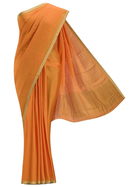 

Nalli Next Women Orange & Gold-Toned Zari Pure Cotton Saree