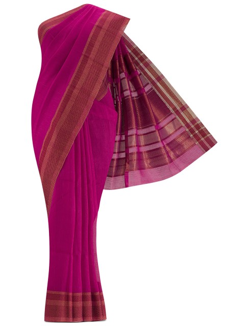 

Nalli Next Pink & Gold-Toned Zari Silk Cotton Saree