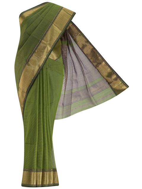 

Nalli Next Green & Gold-Toned Zari Silk Cotton Saree