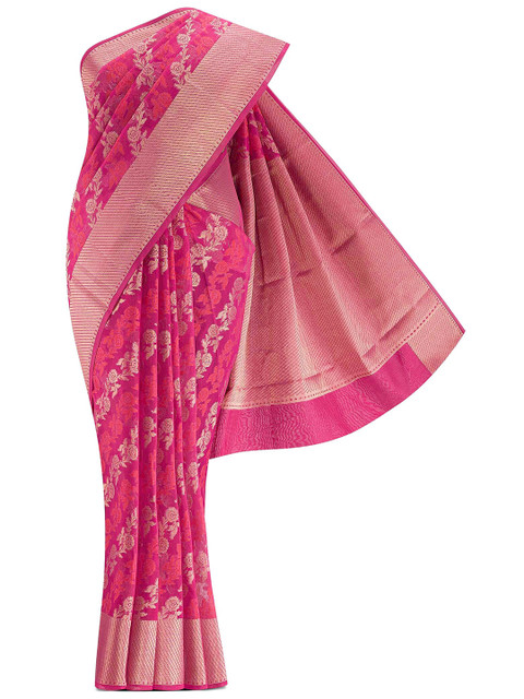 

Nalli Next Pink & Gold-Toned Woven Design Zari Pure Cotton Saree