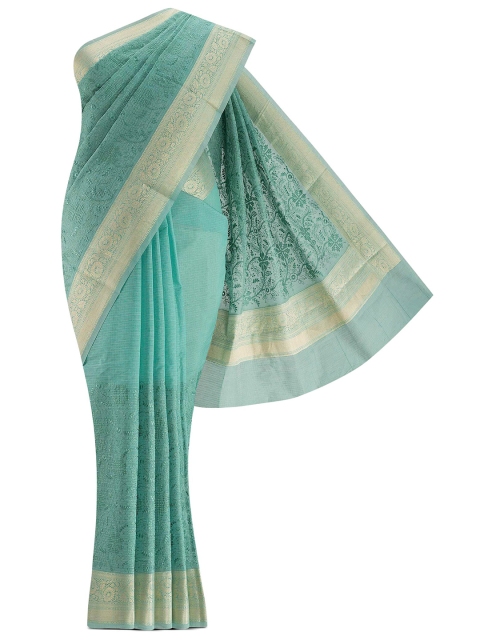 

Nalli Next Blue & Gold-Toned Embroidered Zari Pure Cotton Saree