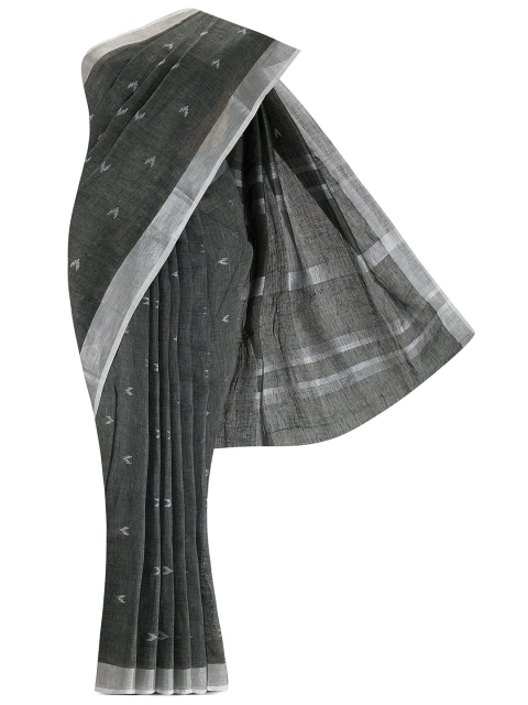 

Nalli Next Grey & Silver-Toned Woven Design Linen Blend Saree