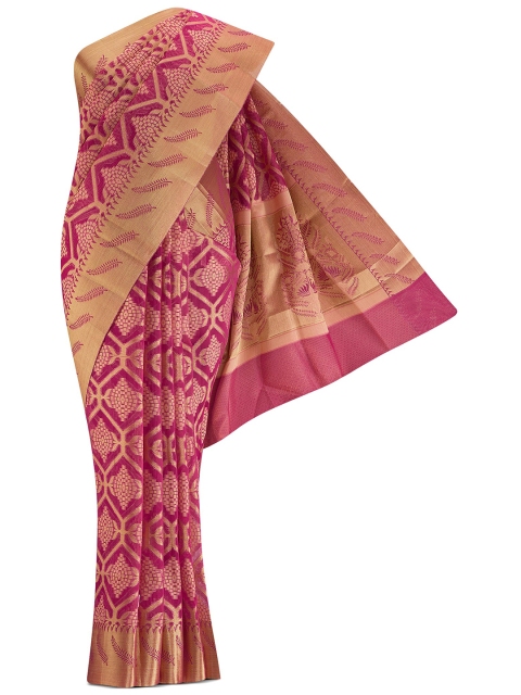 

Nalli Next Pink & Gold-Toned Woven Design Pure Cotton Kota Saree