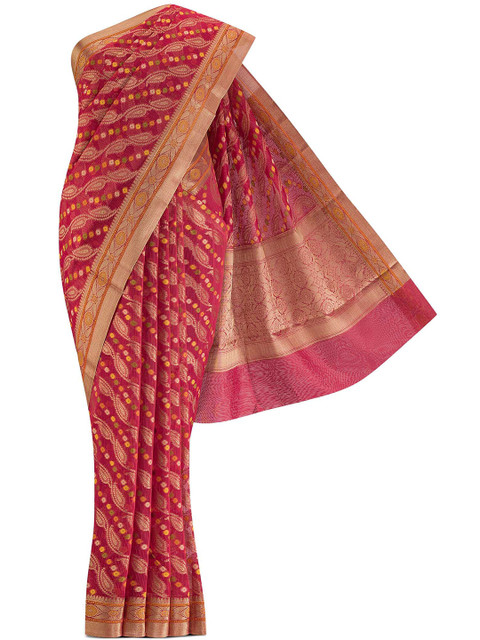 

Nalli Next Red & Gold-Toned Woven Design Pure Cotton Kota Saree