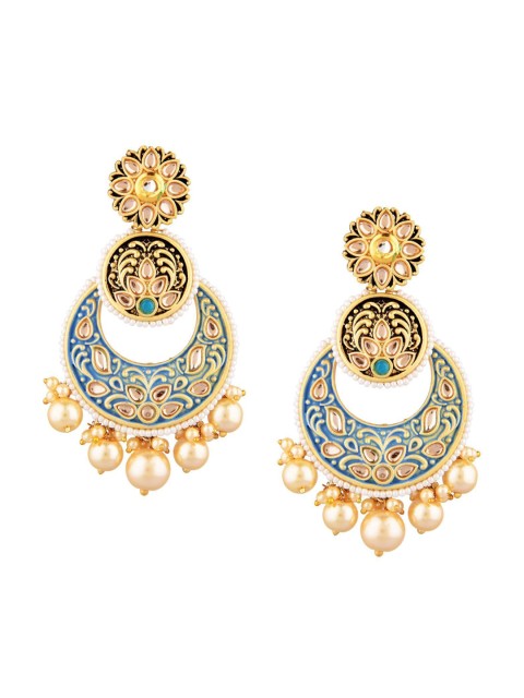

Efulgenz Women Blue Floral Chandbalis Earrings